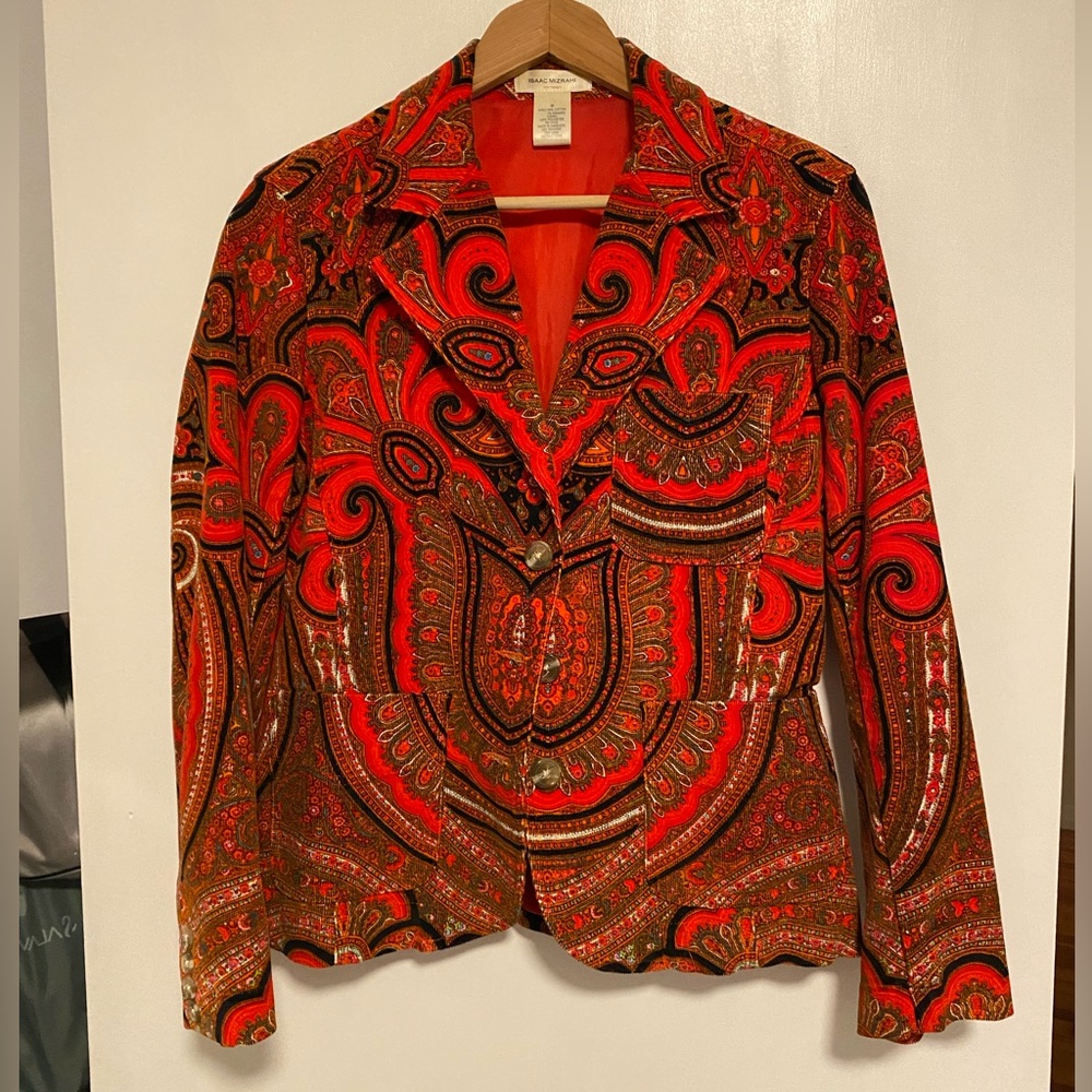 Issac Mizrahi Orange Paisley Blazer